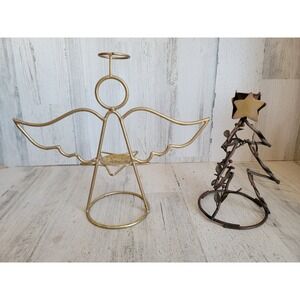Metal vintage candle angel tree holder star Xmas home decor unique
